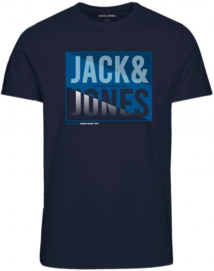 Jack & Jones JJSCOTT TEE Navy - Тениски - мъжки тениски големи размери