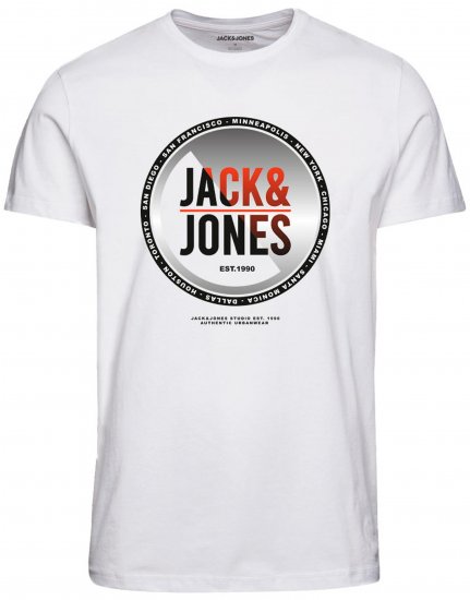 Jack & Jones JJSCOTT TEE White - Тениски - мъжки тениски големи размери