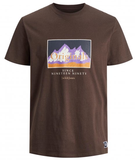 Jack & Jones JORWOODLANDGRAPHIC T-Shirt Seal Brown - Тениски - мъжки тениски големи размери