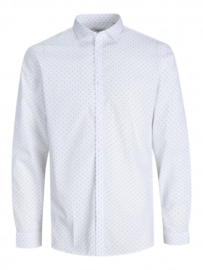 Jack & Jones JPRBLACARDIFF Print Shirt LS White - Ризи - мъжки ризи големи размери