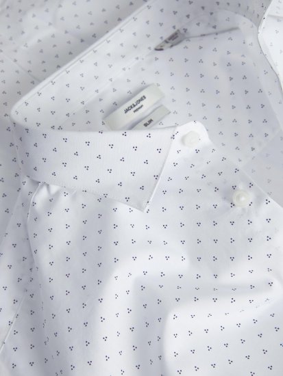 Jack & Jones JPRBLACARDIFF Print Shirt LS White - Ризи - мъжки ризи големи размери