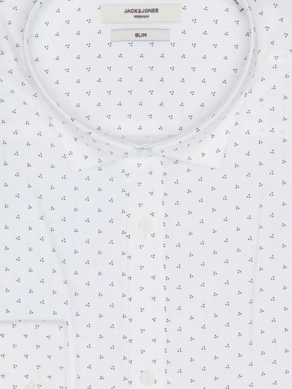 Jack & Jones JPRBLACARDIFF Print Shirt LS White - Ризи - мъжки ризи големи размери