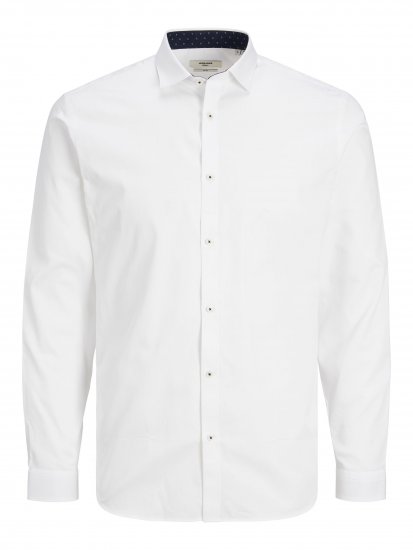 Jack & Jones JPRBLACARDIFF CONTRAST Shirt LS White - Ризи - мъжки ризи големи размери