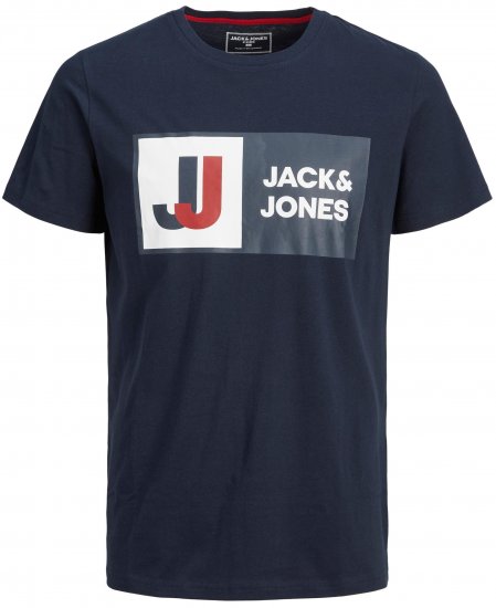 Jack & Jones JCOLOGAN TEE Navy - Тениски - мъжки тениски големи размери