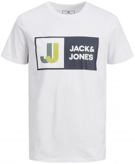 Jack & Jones JCOLOGAN TEE White - Тениски - мъжки тениски големи размери