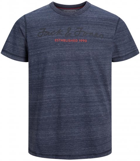 Jack & Jones JCOBERG UPSCALED TEE Navy - Тениски - мъжки тениски големи размери