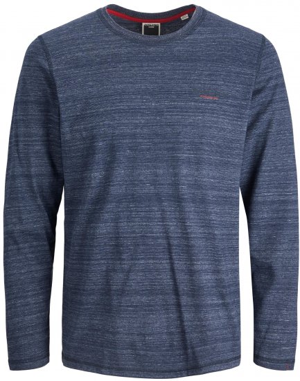 Jack & Jones JCOBERG Long sleeve T-shirt Navy - Тениски - мъжки тениски големи размери