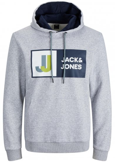 Jack & Jones JCOLOGAN Hoodie Grey - Суичъри & cуичъри с качулка - мъжки суичъри големи размери