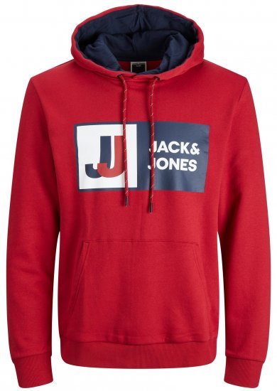 Jack & Jones JCOLOGAN Hoodie Red - Суичъри & cуичъри с качулка - мъжки суичъри големи размери