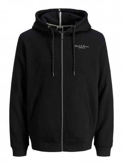 Jack & Jones JCOBERG SWEAT ZIP Hoodie Black - Суичъри & cуичъри с качулка - мъжки суичъри големи размери