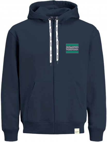 Jack & Jones JORINTERNATIONAL ZIP Hoodie Navy - Суичъри & cуичъри с качулка - мъжки суичъри големи размери