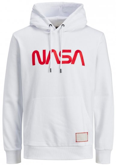 Jack & Jones JCONASA LOGO Hoodie White - Суичъри & cуичъри с качулка - мъжки суичъри големи размери