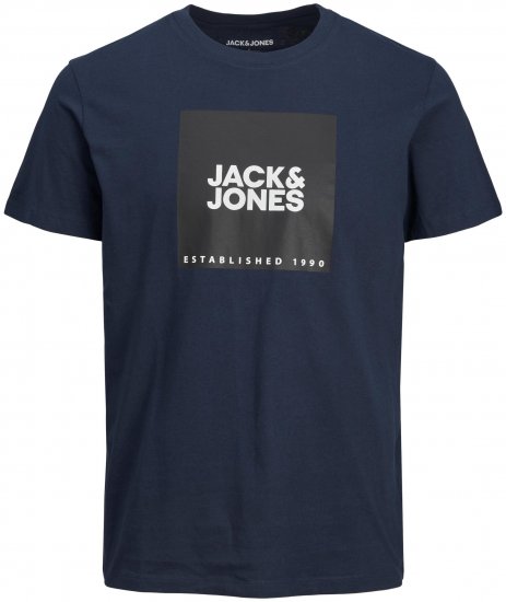 Jack & Jones JJLOCK TEE Navy - Тениски - мъжки тениски големи размери