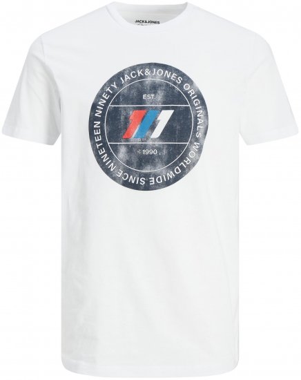 Jack & Jones JORNATE TEE White - Тениски - мъжки тениски големи размери