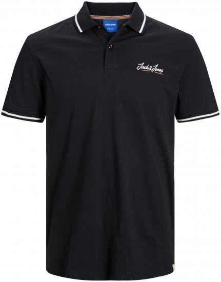 Jack & Jones JORPAUL TONS Polo shirt Black - Поло тениски - мъжки тениски с яка големи размери