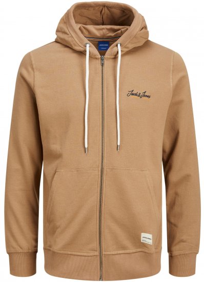Jack & Jones JORPAUL TONS ZIP Hoodie Brown - Суичъри & cуичъри с качулка - мъжки суичъри големи размери