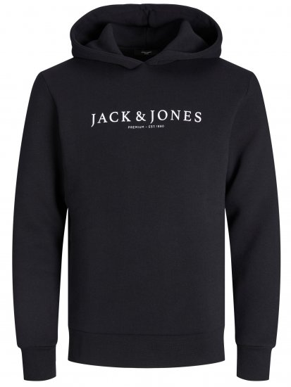 Jack & Jones JPRBLAAUGUST LOGO Hoodie Black - Суичъри & cуичъри с качулка - мъжки суичъри големи размери