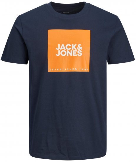 Jack & Jones JJLOCK TEE Dark Blue - Тениски - мъжки тениски големи размери