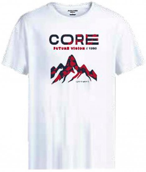Jack & Jones JCOBOOSTER T-Shirt White - Тениски - мъжки тениски големи размери