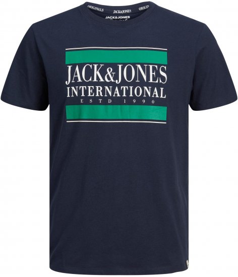 Jack & Jones JORINTERNATIONAL TEE Navy - Тениски - мъжки тениски големи размери