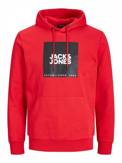 Jack & Jones JJLOCK SWEAT HOOD Red - Суичъри & cуичъри с качулка - мъжки суичъри големи размери