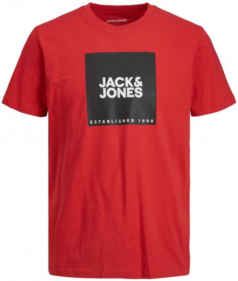 Jack & Jones JJLOCK TEE Red - Тениски - мъжки тениски големи размери