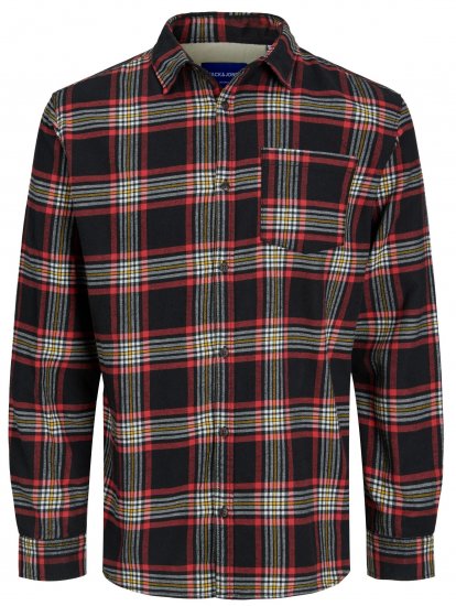 Jack & Jones JOROWEN CHECK COMFORT Shirt Black - Ризи - мъжки ризи големи размери