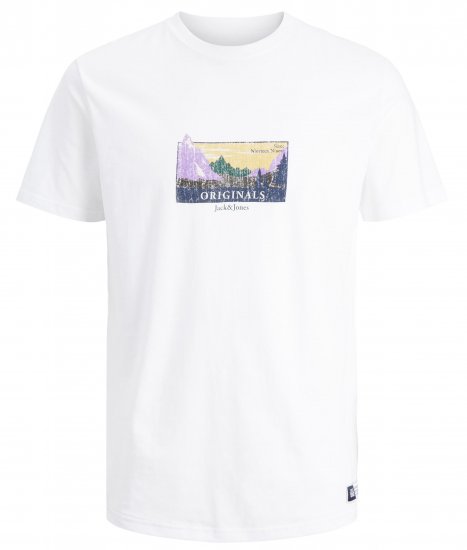 Jack & Jones JORWOODLANDGRAPHIC T-Shirt White - Тениски - мъжки тениски големи размери