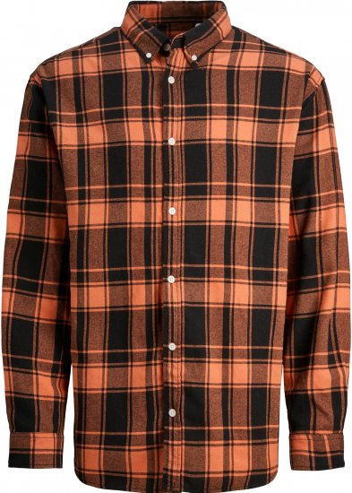 Jack & Jones JORCOZY FLANNEL CHECK SHIRT LS Ginger - Ризи - мъжки ризи големи размери