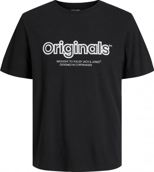 Jack & Jones JORLAKEWOOD BRANDING TEE Black - Тениски - мъжки тениски големи размери