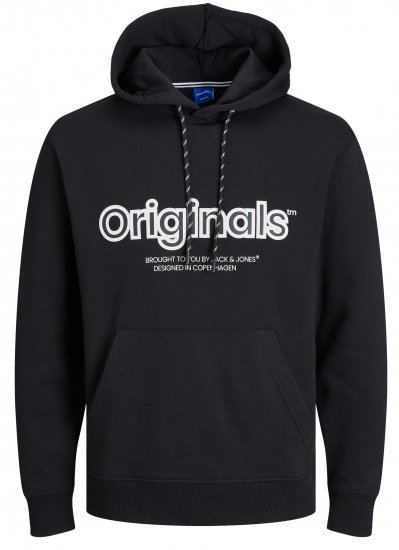 Jack & Jones JORLAKEWOOD Hoodie Black - Суичъри & cуичъри с качулка - мъжки суичъри големи размери