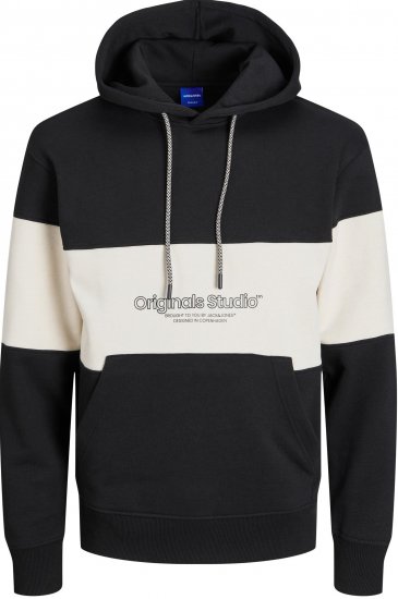 Jack & Jones JORLAKEWOOD SWEAT HOODIE Blocking Black - Суичъри & cуичъри с качулка - мъжки суичъри големи размери