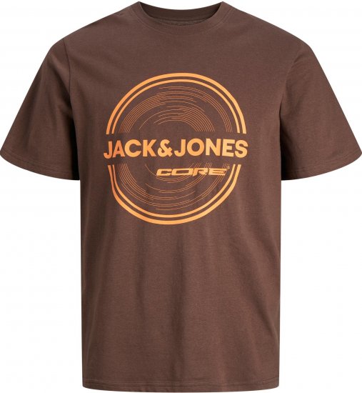 Jack & Jones JCOPILOU TEE SS CREW NECK Seal brown - Тениски - мъжки тениски големи размери