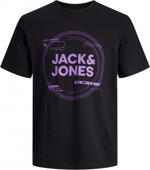 Jack & Jones JCOPILOU TEE SS CREW NECK Black - Тениски - мъжки тениски големи размери