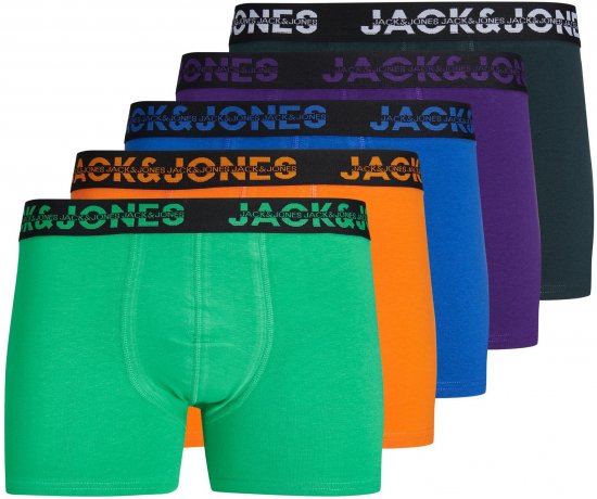 Jack & Jones JACDALLAS LOGO TRUNKS 5 PACK Holly Green - Бельо & Бански шорти - Мъжко бельо големи размери