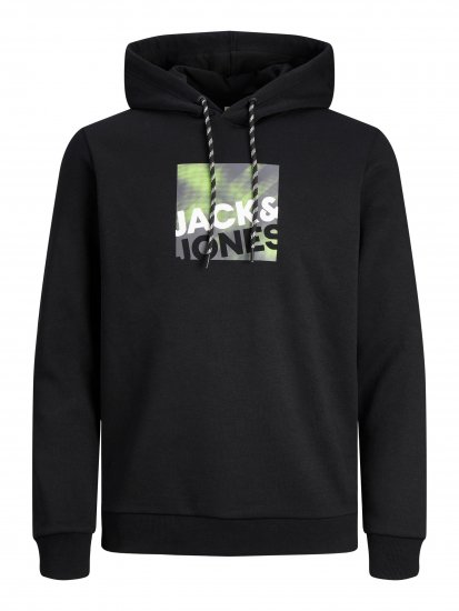 Jack & Jones JCOLOGAN SWEAT HOODIE Black - Суичъри & cуичъри с качулка - мъжки суичъри големи размери