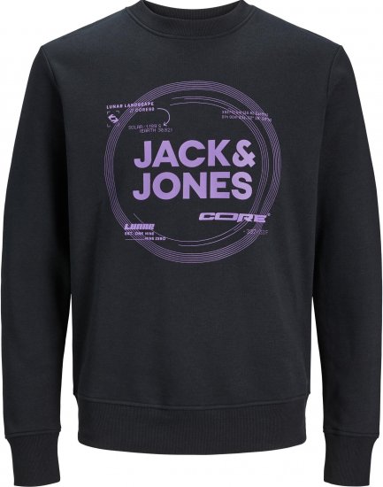 Jack & Jones JCOPILOU SWEAT CREW NECK Black - Суичъри & cуичъри с качулка - мъжки суичъри големи размери