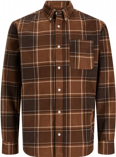Jack & Jones JPRBLUBROOK CORD X-MAS SHIRT L/S Toffee - Ризи - мъжки ризи големи размери