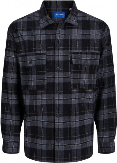 Jack & Jones JORBLAFRI CHECK OVERSHIRT LS Black - Ризи - мъжки ризи големи размери