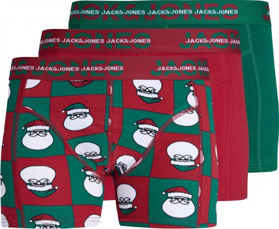 Jack & Jones JACSQUARE SANTA TRUNKS 3 PACK Aventurine - Бельо & Бански шорти - Мъжко бельо големи размери