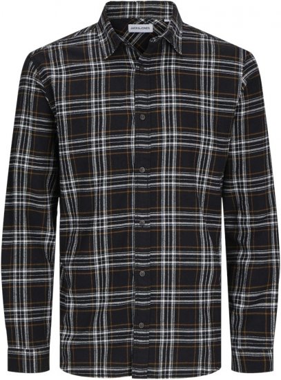 Jack & Jones JOSHUA LS Flannel Shirt Black - Ризи - мъжки ризи големи размери