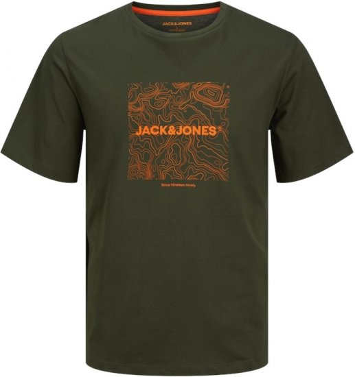 Jack & Jones LINER T-Shirt Kombu Green - Тениски - мъжки тениски големи размери