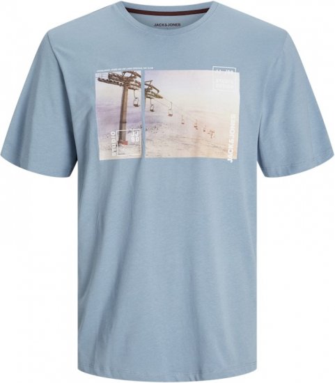 Jack & Jones MAINE T-Shirt Light Blue - Тениски - мъжки тениски големи размери