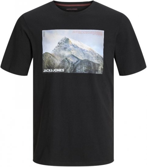 Jack & Jones MAINE T-Shirt Black - Тениски - мъжки тениски големи размери