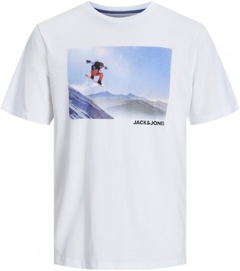 Jack & Jones MAINE T-Shirt White - Тениски - мъжки тениски големи размери