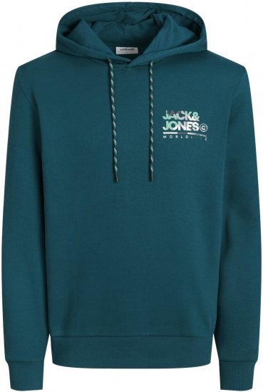 Jack & Jones JJLUKE Hoodie Deep Teal - Суичъри & cуичъри с качулка - мъжки суичъри големи размери