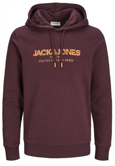 Jack & Jones JJALVIS Hoodie Vineyard Wine - Суичъри & cуичъри с качулка - мъжки суичъри големи размери