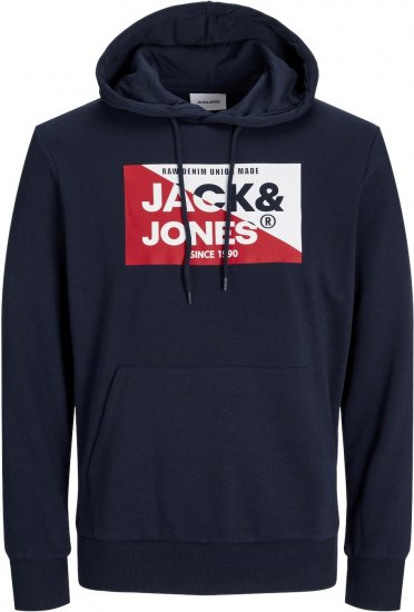 Jack & Jones JJNOLAN Hoodie Navy Blazer - Суичъри & cуичъри с качулка - мъжки суичъри големи размери