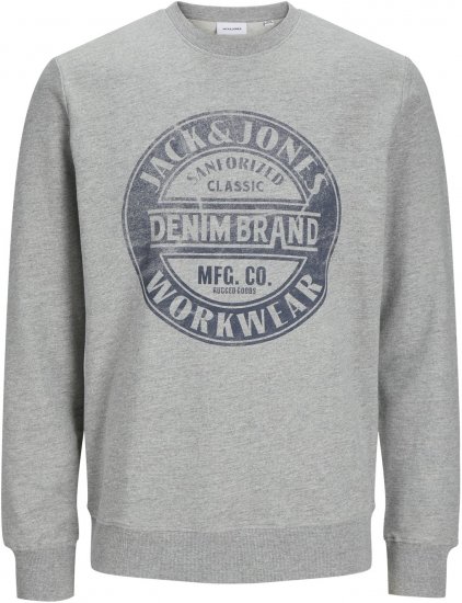 Jack & Jones JJJEANS Sweatshirt Light Grey - Суичъри & cуичъри с качулка - мъжки суичъри големи размери