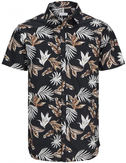 Jack & Jones JOSHUA Floral Shirt Black - Ризи - мъжки ризи големи размери